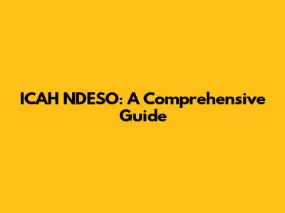 ICAH NDESO: A Comprehensive Guide