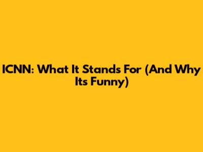 ICNN: What It Stands For (And Why It's Funny)