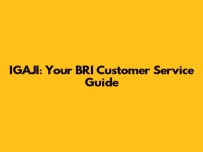 IGAJI: Your BRI Customer Service Guide