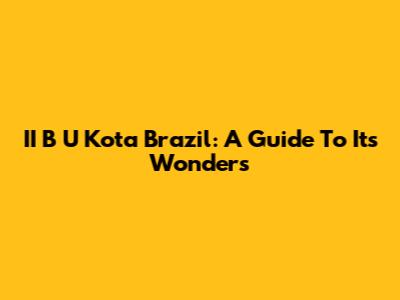 II B U Kota Brazil: A Guide To Its Wonders