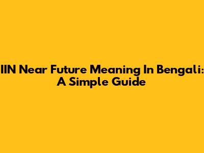 IIN Near Future Meaning In Bengali: A Simple Guide