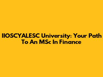 IIOSCYALESC University: Your Path To An MSc In Finance