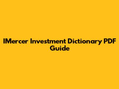 IMercer Investment Dictionary PDF Guide