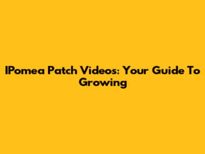 IPomea Patch Videos: Your Guide To Growing
