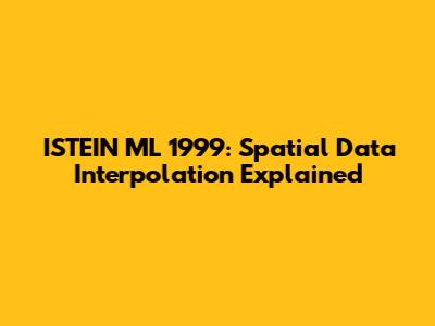 ISTEIN ML 1999: Spatial Data Interpolation Explained