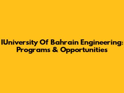 IUniversity Of Bahrain Engineering: Programs & Opportunities