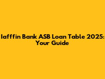 Iafffin Bank ASB Loan Table 2025: Your Guide