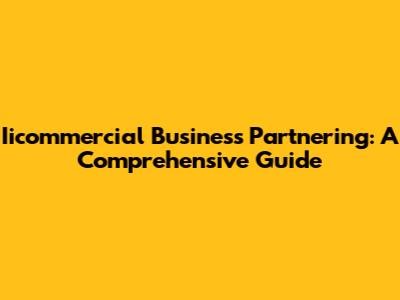 Iicommercial Business Partnering: A Comprehensive Guide