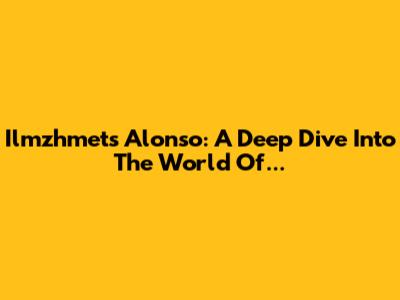 Ilmzhmet's Alonso: A Deep Dive Into The World Of...