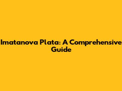Imatanova Plata: A Comprehensive Guide