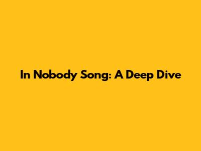 In Nobody Song: A Deep Dive
