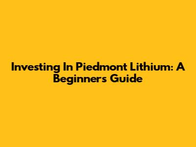 Investing In Piedmont Lithium: A Beginner's Guide