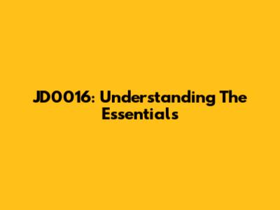 JD0016: Understanding The Essentials