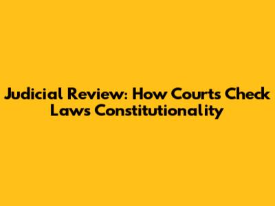 Judicial Review: How Courts Check Laws' Constitutionality