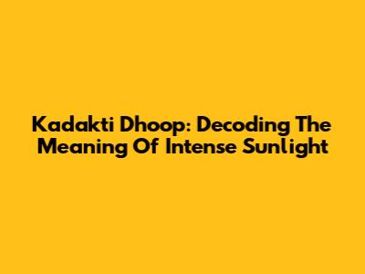 Kadakti Dhoop: Decoding The Meaning Of Intense Sunlight