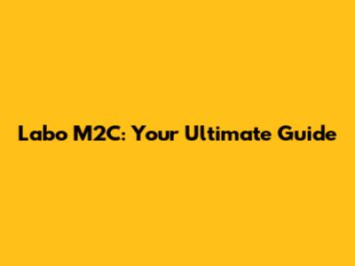 Labo M2C: Your Ultimate Guide