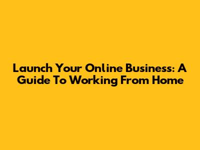 Launch Your Online Business: A Guide To Working From Home