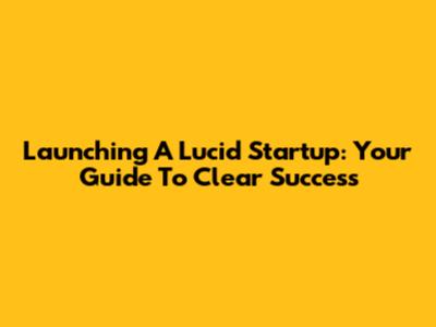 Launching A Lucid Startup: Your Guide To Clear Success