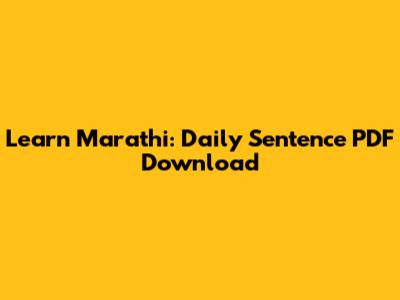Learn Marathi: Daily Sentence PDF Download