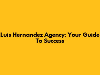 Luis Hernandez Agency: Your Guide To Success