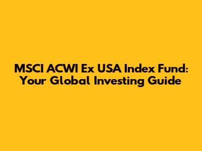 MSCI ACWI Ex USA Index Fund: Your Global Investing Guide