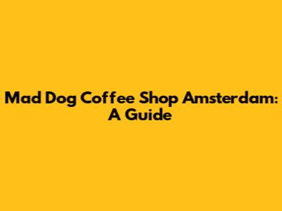 Mad Dog Coffee Shop Amsterdam: A Guide