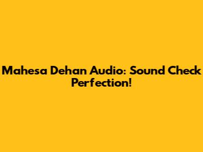 Mahesa Dehan Audio: Sound Check Perfection!