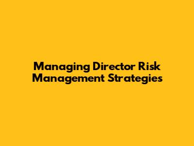 Managing Director Risk Management Strategies