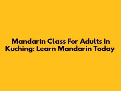 Mandarin Class For Adults In Kuching: Learn Mandarin Today