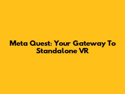 Meta Quest: Your Gateway To Standalone VR
