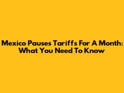 Mexico Pauses Tariffs For A Month: What You Need To Know