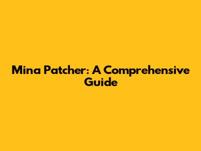 Mina Patcher: A Comprehensive Guide