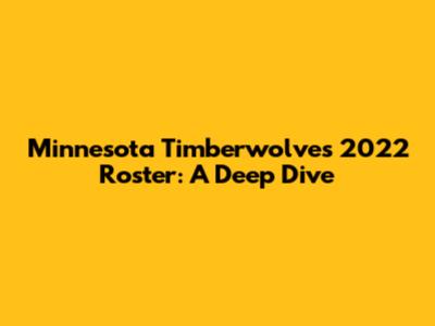 Minnesota Timberwolves 2022 Roster: A Deep Dive