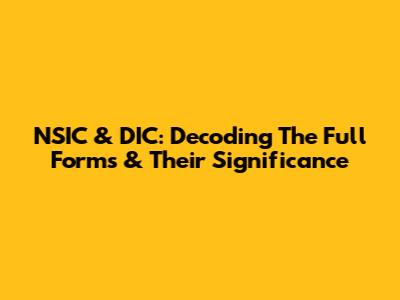 NSIC & DIC: Decoding The Full Forms & Their Significance