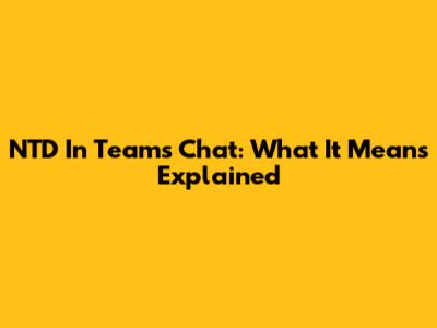 NTD In Teams Chat: What It Means Explained