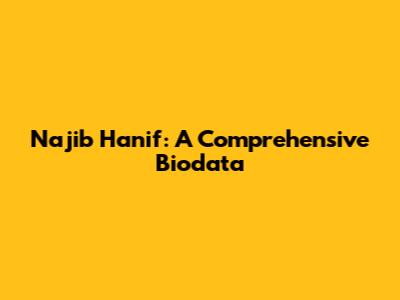 Najib Hanif: A Comprehensive Biodata