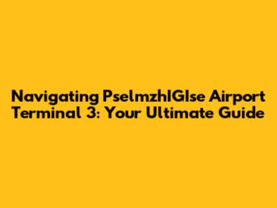 Navigating PselmzhIGIse Airport Terminal 3: Your Ultimate Guide