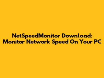 NetSpeedMonitor Download: Monitor Network Speed On Your PC