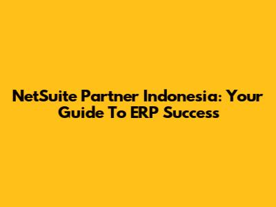 NetSuite Partner Indonesia: Your Guide To ERP Success