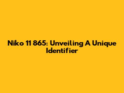 Niko 11 865: Unveiling A Unique Identifier