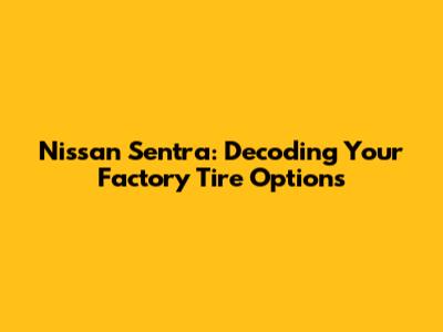 Nissan Sentra: Decoding Your Factory Tire Options