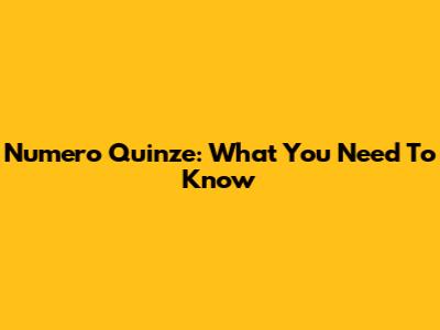 Numero Quinze: What You Need To Know