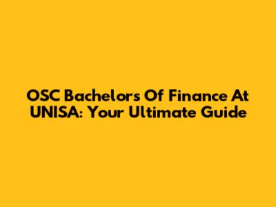 OSC Bachelor's Of Finance At UNISA: Your Ultimate Guide