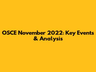 OSCE November 2022: Key Events & Analysis