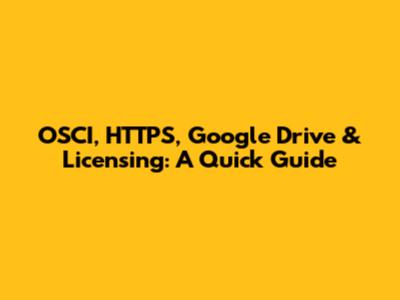 OSCI, HTTPS, Google Drive & Licensing: A Quick Guide