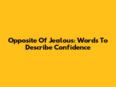 Opposite Of Jealous: Words To Describe Confidence