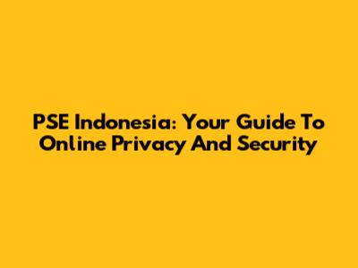 PSE Indonesia: Your Guide To Online Privacy And Security