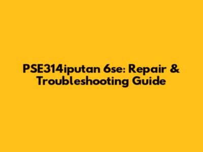 PSE314iputan 6se: Repair & Troubleshooting Guide