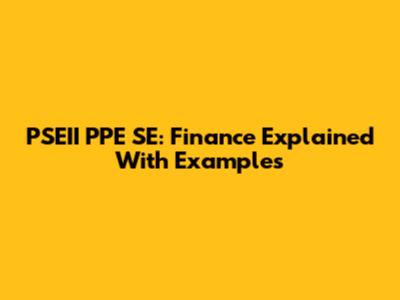 PSEII PPE SE: Finance Explained With Examples