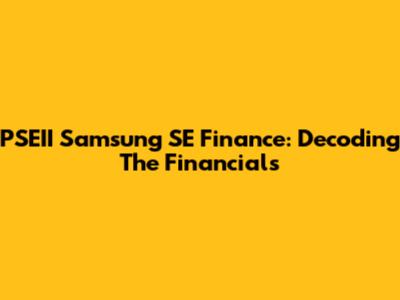 PSEII Samsung SE Finance: Decoding The Financials